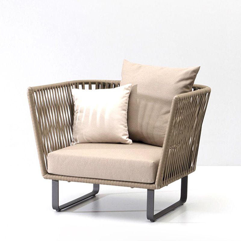 Metal Woven Patio Sofa Modern Style Minimalist Villa Outdoor Patio Sofa