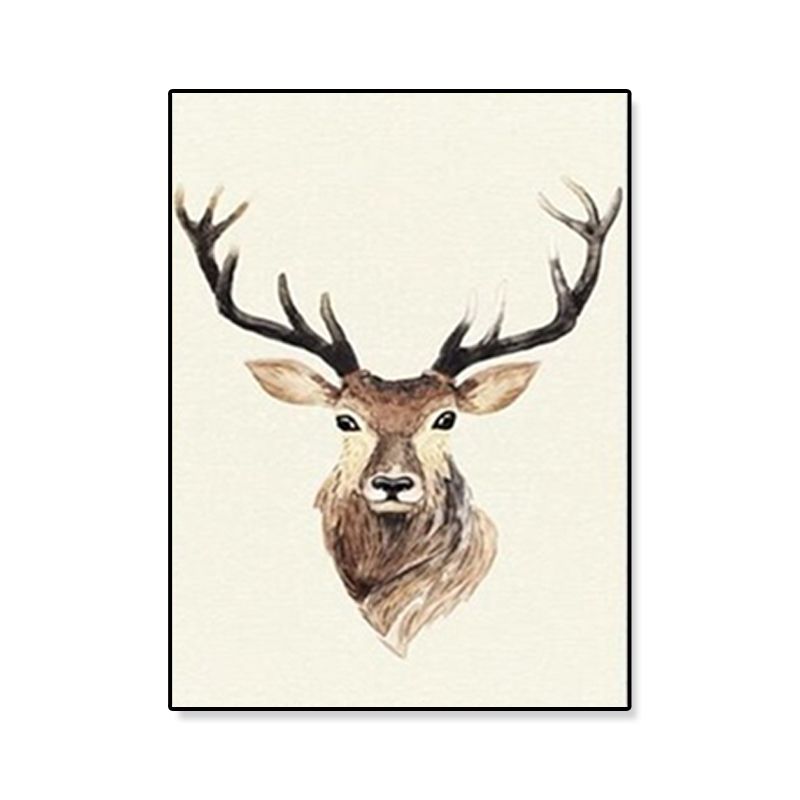 Cute Illustration Animal Canvas Art House Interior Wild Life Wall Decor in Soft Color, Textured