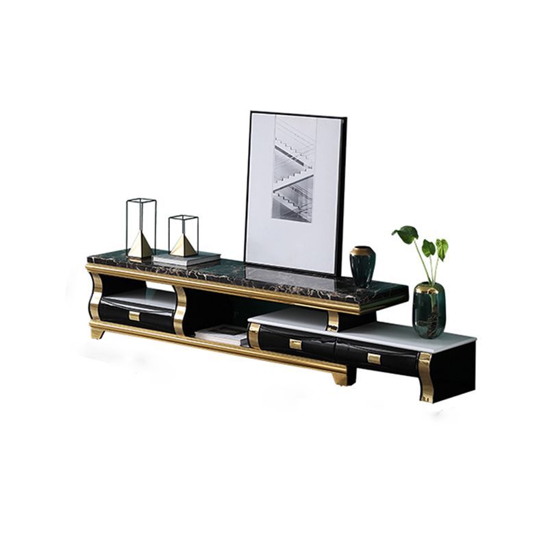 Glam TV Media Stand Open Storage Stand Console with 3 Drawers