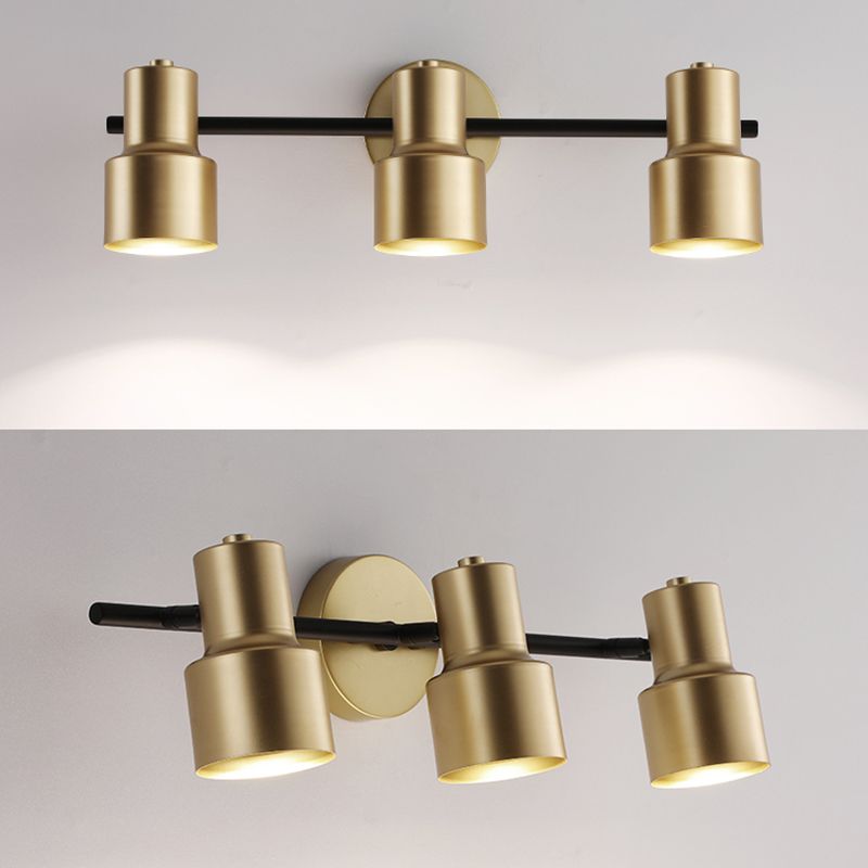 Luz de pared LED de oro en el estilo moderno conciso de hierro forjado aplastador de pared rotatable para el baño