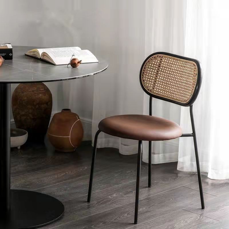 Industrial Style Open Back Side Armless Chairs Leather Dining Side Chairs