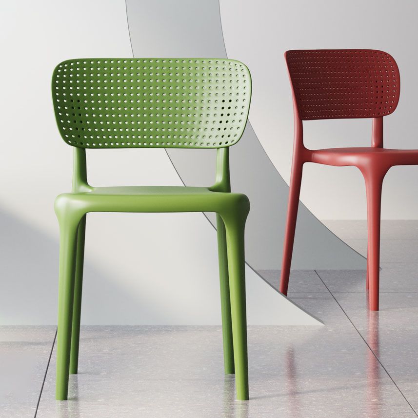 Contemporary Plastic Armless Chair Open Back Kitchen Room Chair