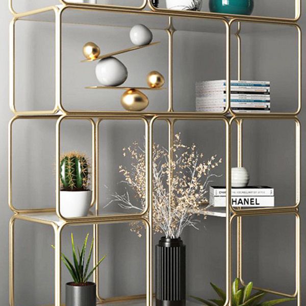 Glam Style Metal Bookshelf Etagere Shelf Bookcase for Home Office