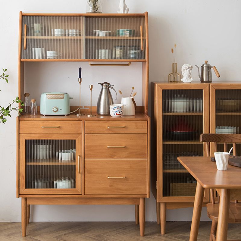 Contemporary Glass Doors Sideboard Cabinet with Storage for Home Use