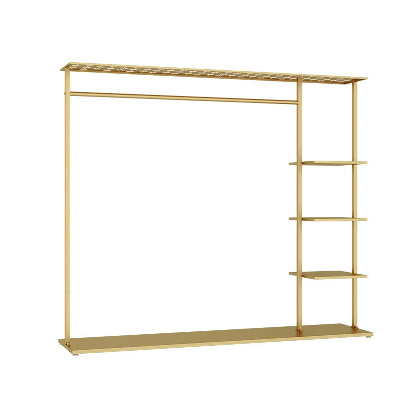 Modern Metal Hall Stand Hanging Rail and 3 Storage Shelving Entry Hall Tree