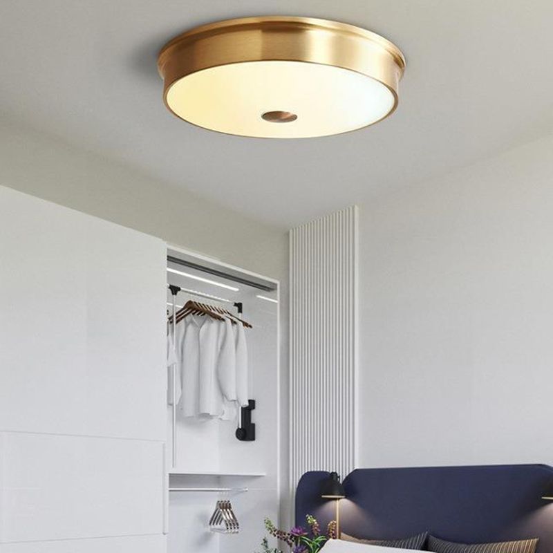 Gold Ceiling Light Modern Ceiling Mount Light with Glass Shade for Bedroom