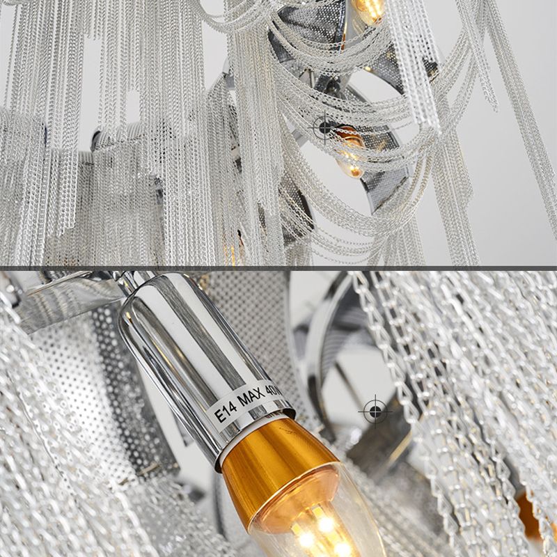 Postmodern Aluminum Hanging Light Fixtures Tassel Sockets Chandelier for Living Room