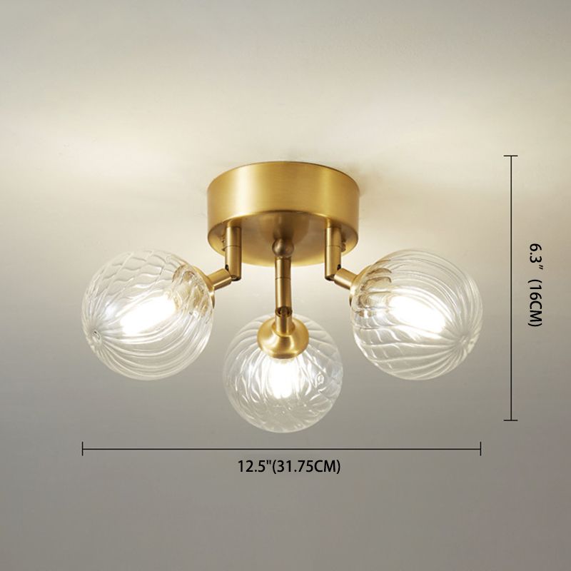 Verre sphérique Semi Flush Mount Light Plafond Modern Gold Semi Flush Plafond Lightture