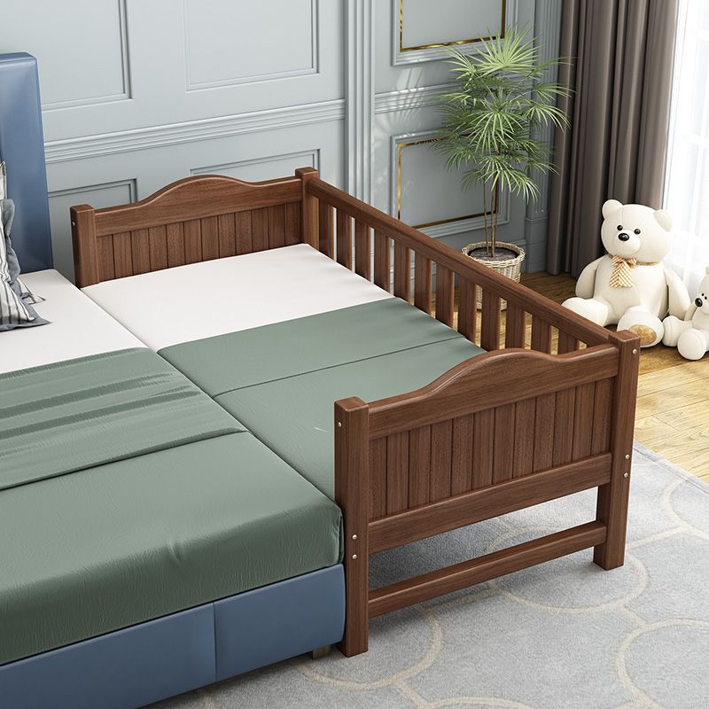 Traditional Wooden Baby Crib in Coffee Solid Wood with Guardrail