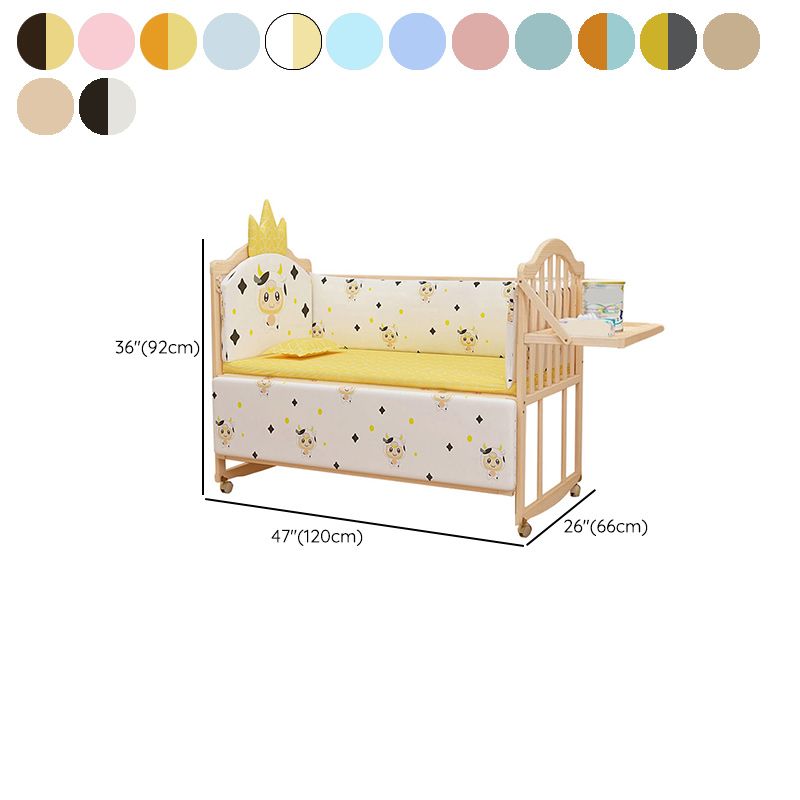 3-in-1 Convertible Crib in Natural Modern Solid Wood Nursery Bed