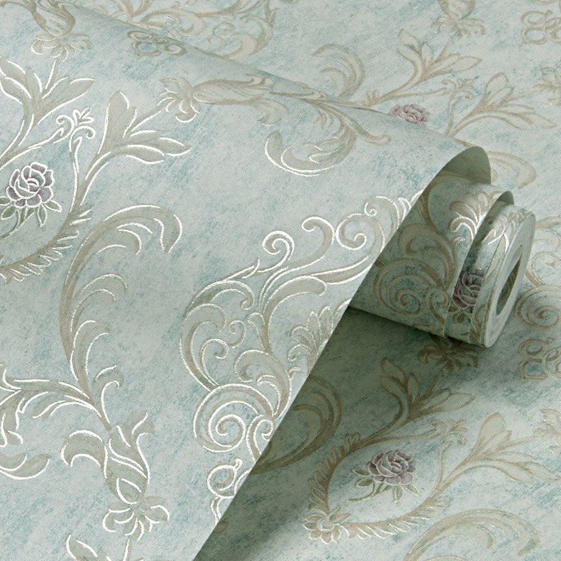 Non-Woven Unpasted Wallpaper Retro Scroll Flower Patterned Wall Covering for Accent Wall