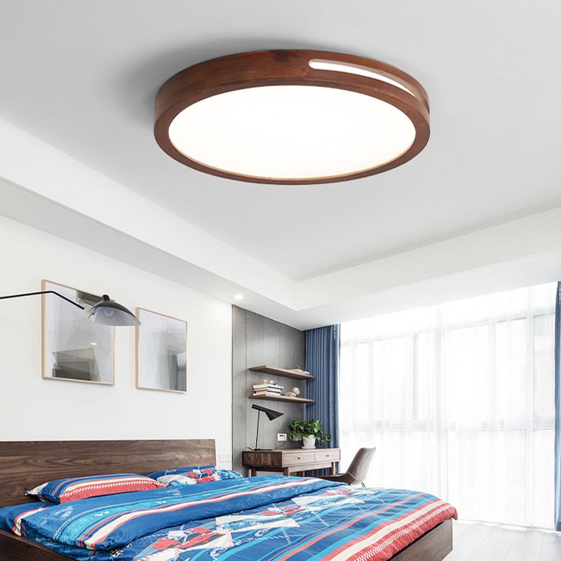 Geometric Flush Mount Fixture Contemporary Wood 1 Light Flush Light