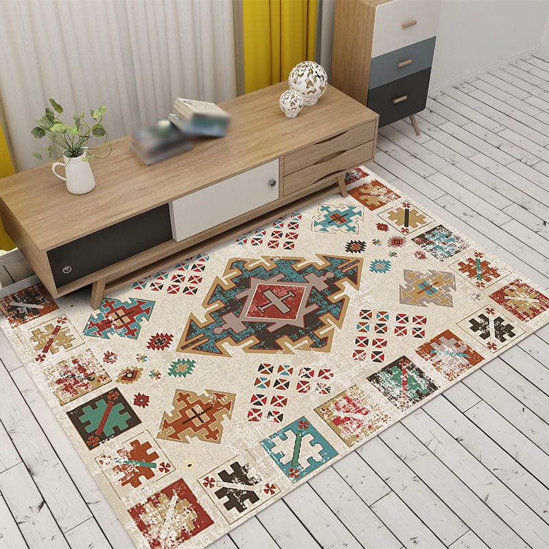 Boho-Chic Couleur mélangée Tapis de décoration de la maison Home Area Polyester avec tapis de support sans glissement