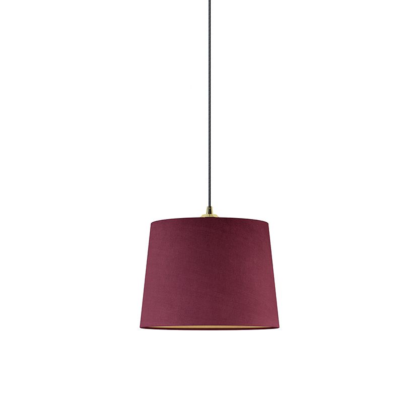 Drum Bedroom Pendant Lighting Countryside Fabric 1-Light Purple Finish Hanging Ceiling Light