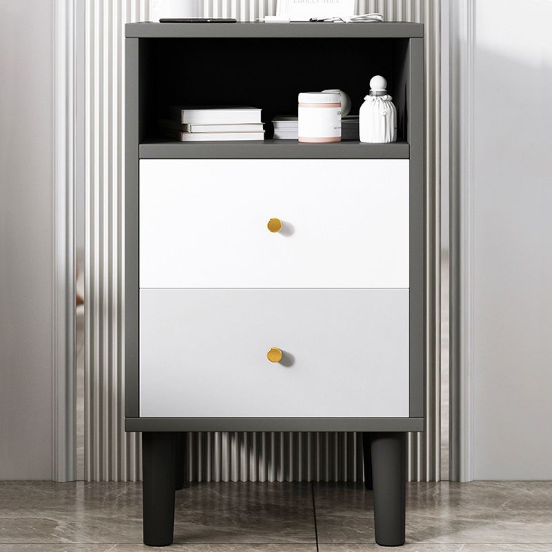 2 Drawers Modern Nightstand Open Storage Night Table with 1 Shelf ,22.8" Tall