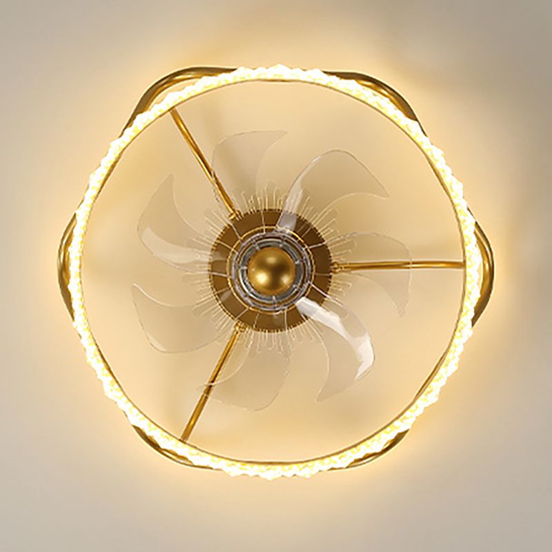 Éclairage de ventilateur de plafond de la couronne élégant lampe à monture de chambre à coucher en acrylique moderne LED à chasse d'eau