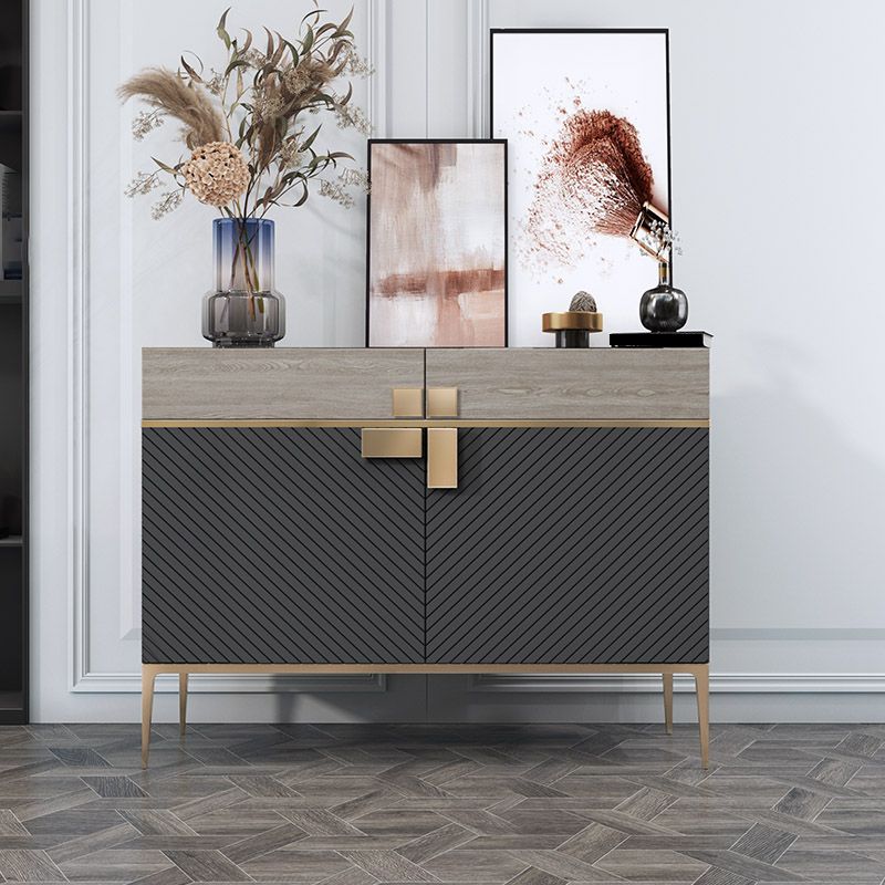 Glam Buffet Table Marble Sideboard Table with Doors for Kitchen