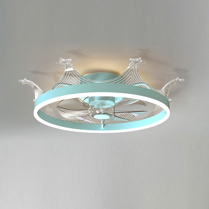 Polish Finish Ceiling Fan Modern 7-Blade Metallic Fan with Light for Living Room