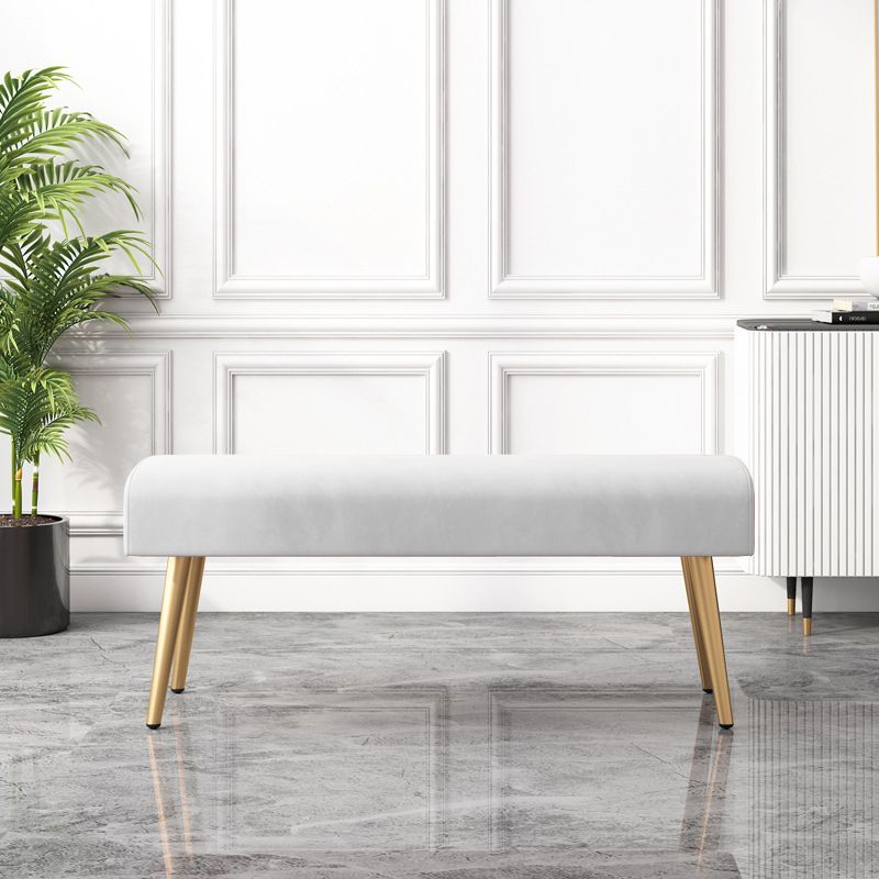 Glam Seating Bench Foam Cushioned Bench with Metal Straight Legs