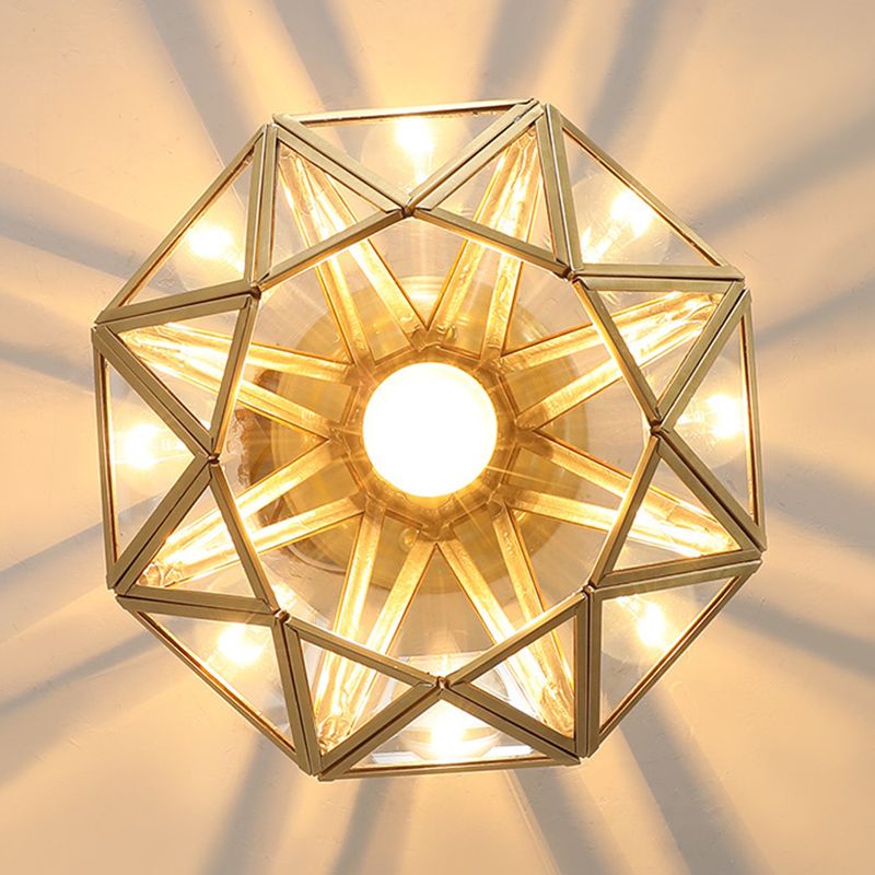 Diamond Shape Ceiling Lighting Modern Glass Flush Mount Fixture for Hallway