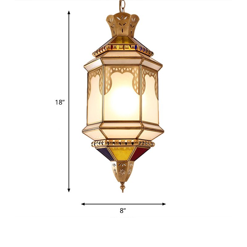 Brass Lantern Hanging Lamp Tradition Metal 1 Bulb Dining Room Ceiling Pendant Light