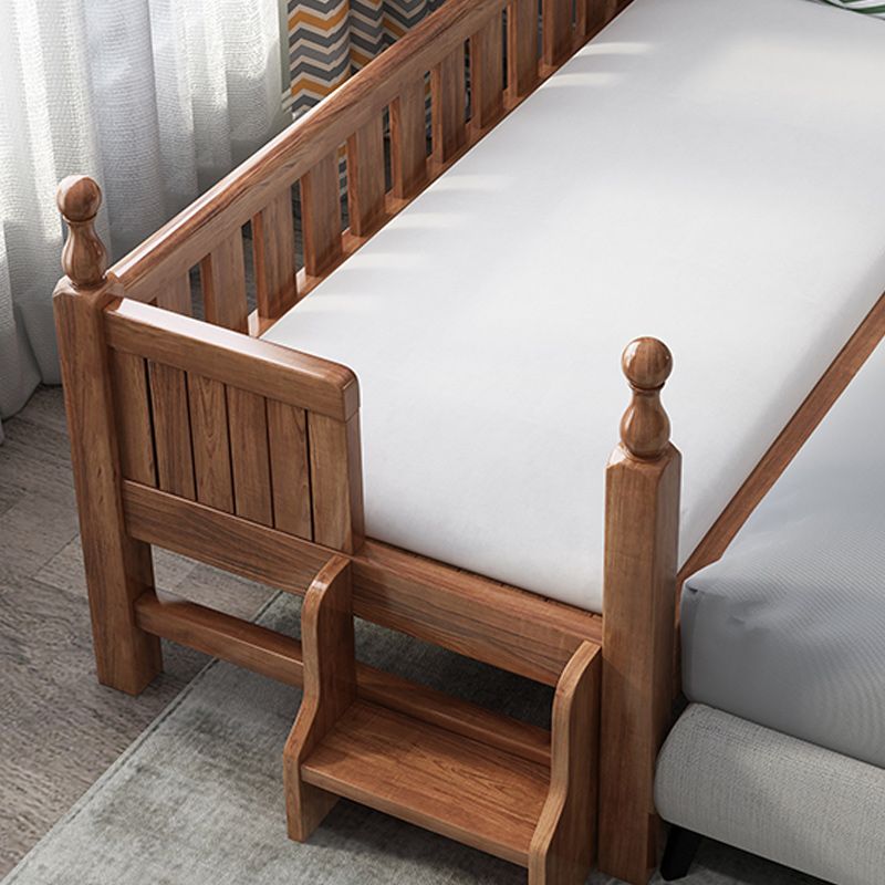 Traditional Nursery Crib with Guardrail Brown Convertible Crib