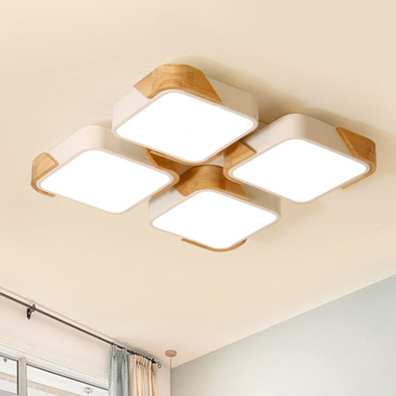 Acryl 4-Quadrat Deckenleuchte Nordic Style LED Flush Mount Licht in Warm/Weißes Licht für Pflegezimmer