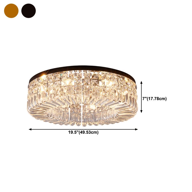 Round Ceiling Lamp Nordic Crystal Flush Mount Light Fixture for Bedroom