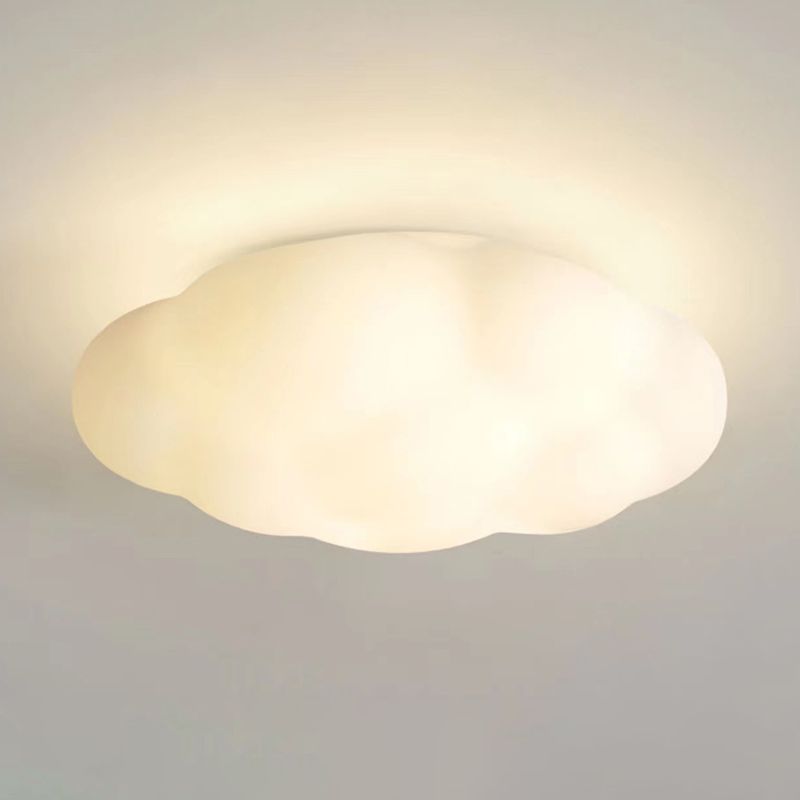 LED Modern Metal Flush Mount Cloud Shape Ceiling Light with Plastic Shade for Living Room