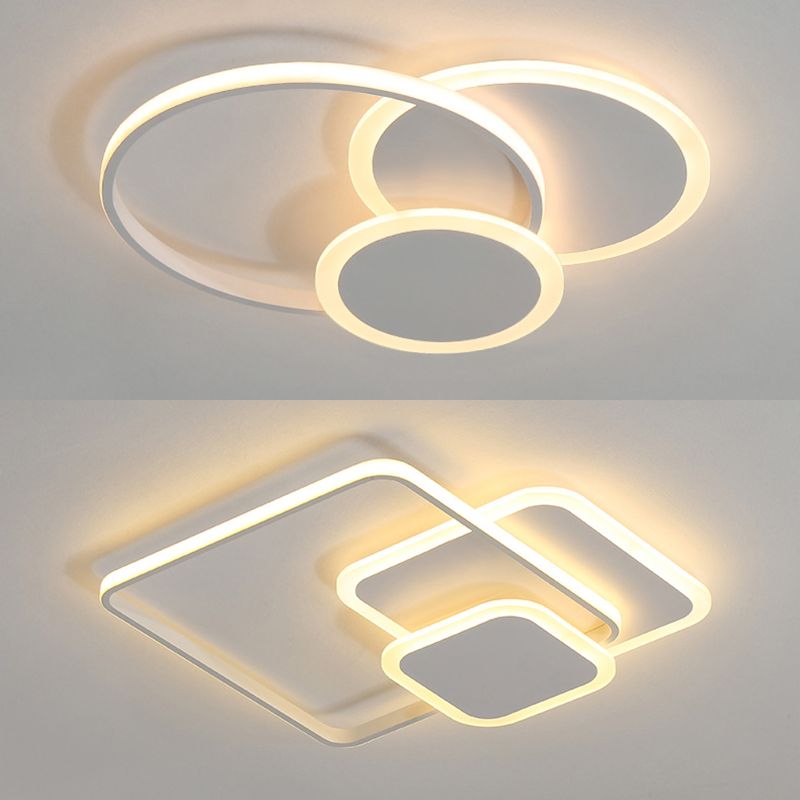 3-Light LED Flush Mount Modern Metal Circle Ceiling Mounted Fixture for Bedroom