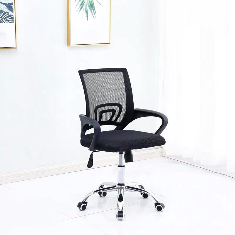 Mid-back Office Chair with Sponge Cushion Fixed Arm Metal Leg Desk Chair