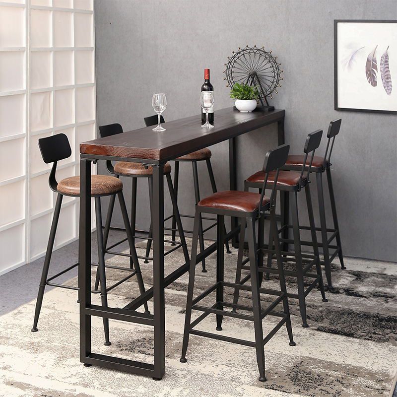 Industrial Rectangle Bar Counter Table Wooden Dining Table for Kitchen