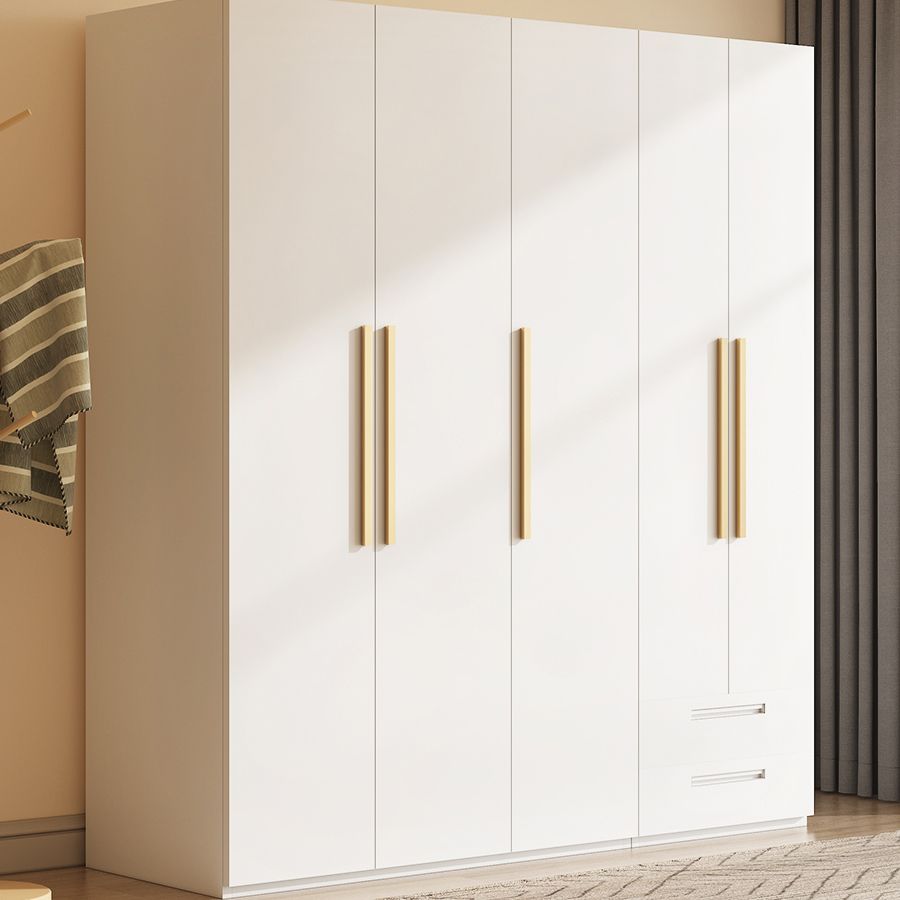 Modern Metal Wardrobe Armoire Freestanding Wardrobe in White