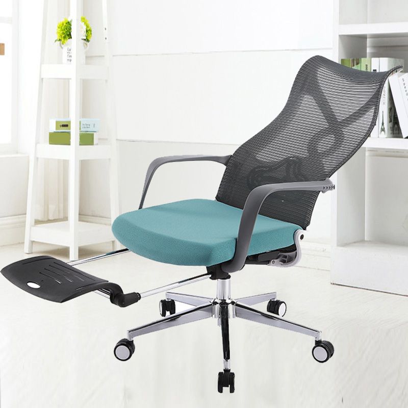 Fixed Arms Desk Chair Microfiber Desk High Back Chair Swivel Ergonomic