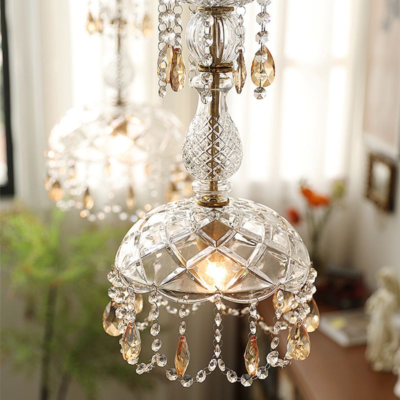 Style moderne Unique Shade Hanging Glass Light 1 Light Sanging Lamping avec Crystal