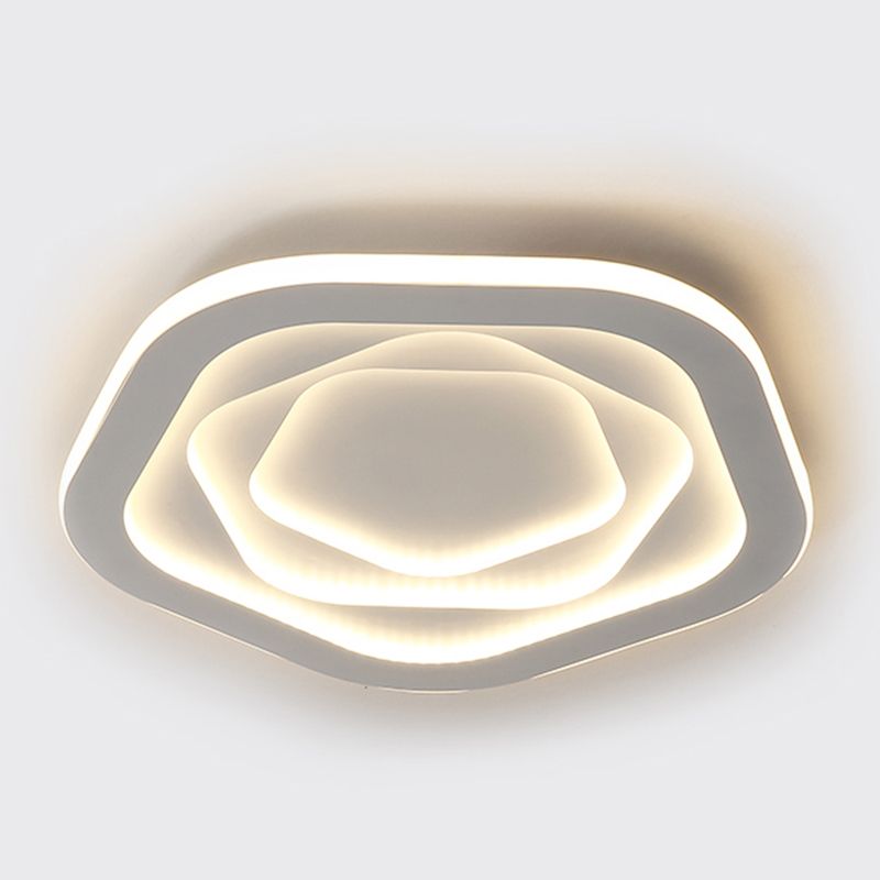 Modern LED Ceiling Flush Mount Matte White Iron and Acrylic Geometric Flush