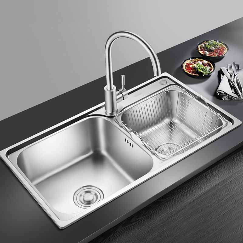 Stainless Steel Double Sink Kitchen Sink 2 Holes Drop-In Sink