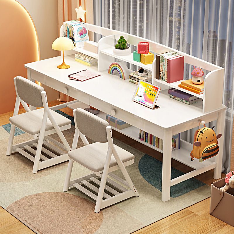 Contemporary Adjustable Writing Desk with 2 Drawers and Shelves