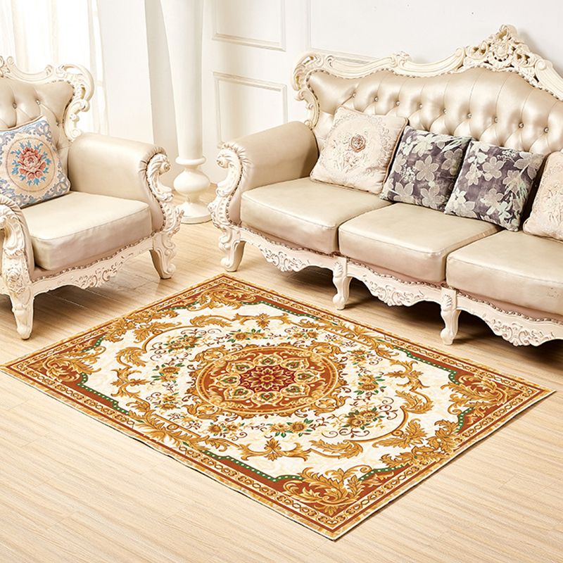 Shabby Chic Decor Rug Multi-Colored Floral Print Rug Synthetics Non-Slip Backing Washable Area Carpet