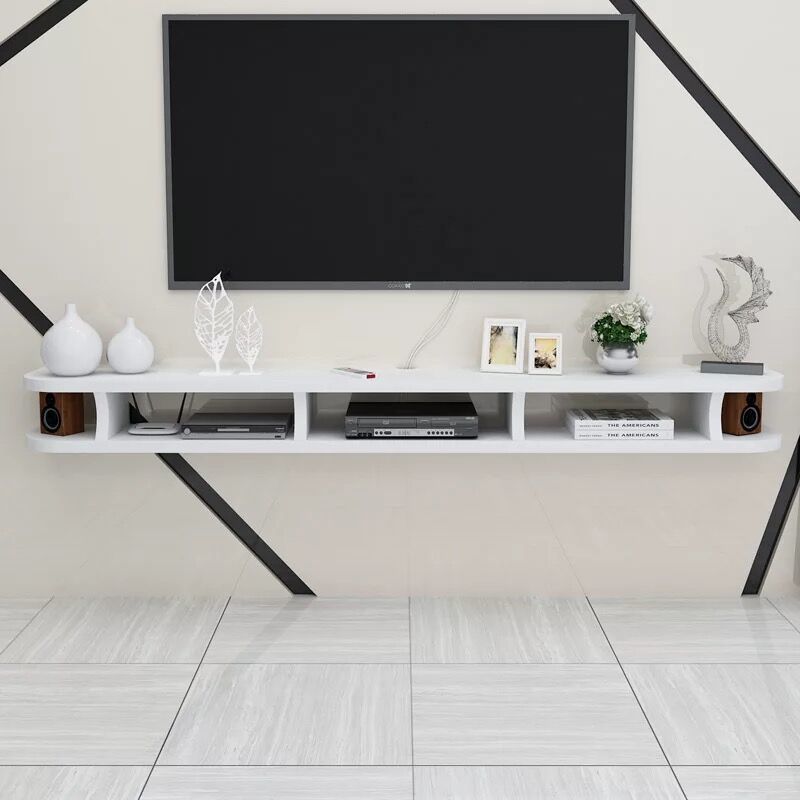 Contemporary TV Media Stand Wall-mounted Wood TV Console with Open Shelving