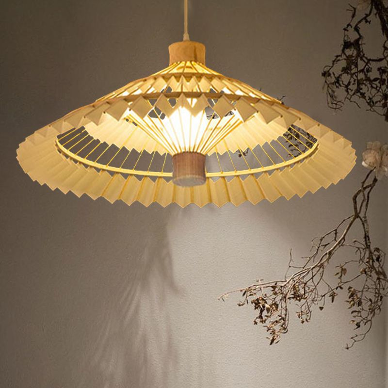 Tradizione di illuminazione a sospensione affusolata Bamboo 1 lampadina 19,5 "/23,5" kit lampada a sospensione di beige larga