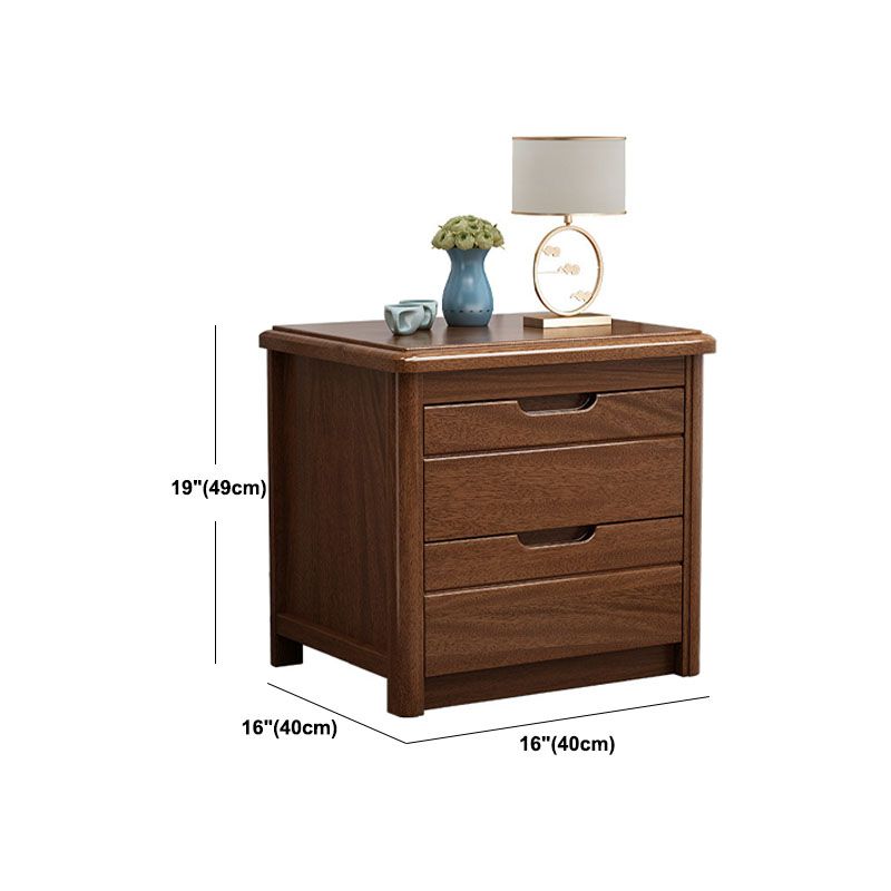 Solid Wood Bed Nightstand Traditional Night Table with 2 Drawers