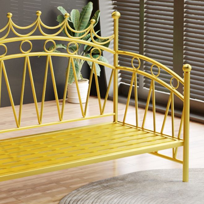 Scandinavian Iron Frame Daybed with Open-Frame Headboard and Guardrail