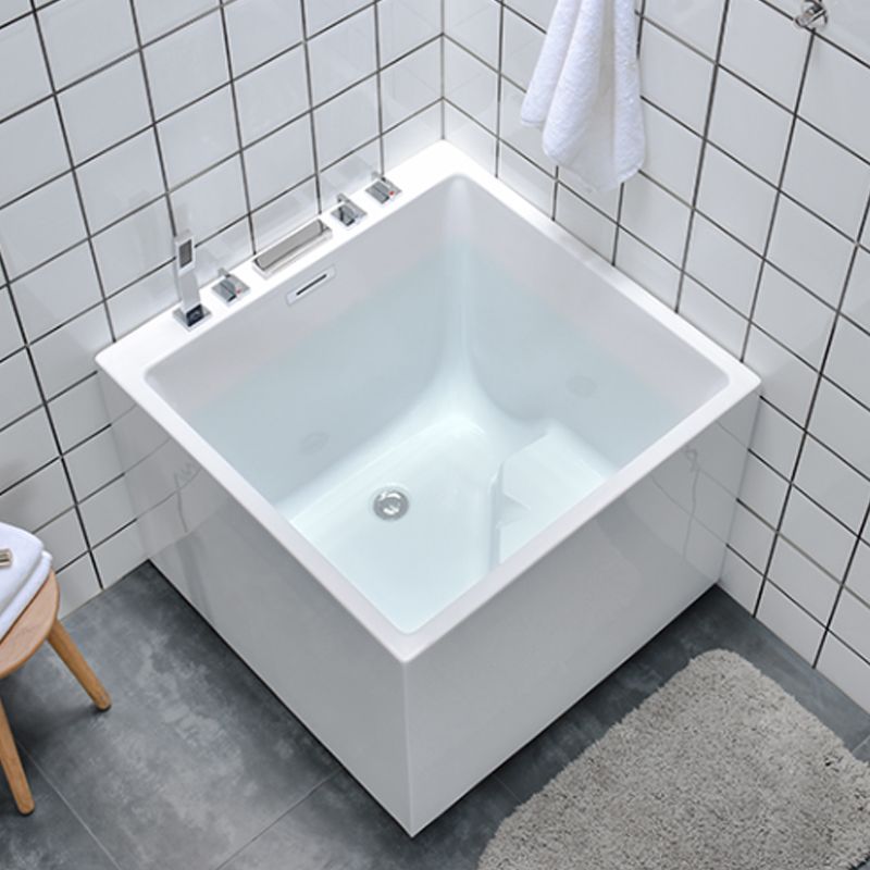 Back to Wall Rectangular Bath Antique Finish Soaking Modern Bath Tub