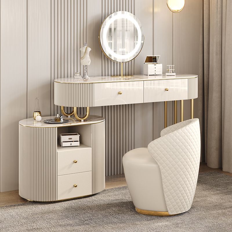 30.7" Tall Dressing Table Set with 4 Drawers Vanity in White