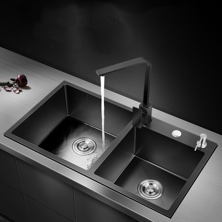 Modern Style Kitchen Sink Stainless Steel Overflow Hole Design Kitchen Double Sink