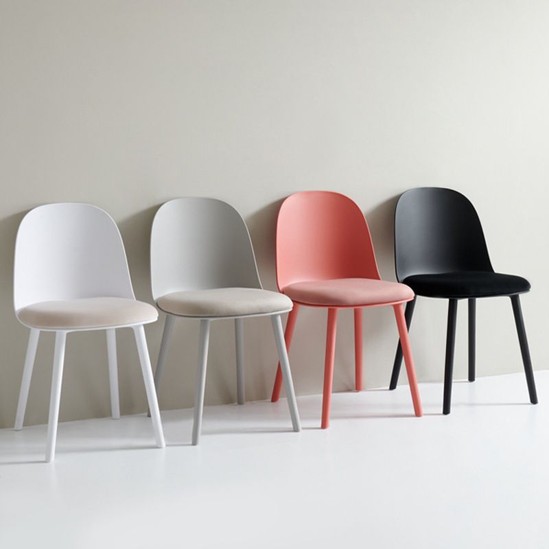 Contemporary Plastic Side Chair Solid Back Kitchen Dining Room Chair