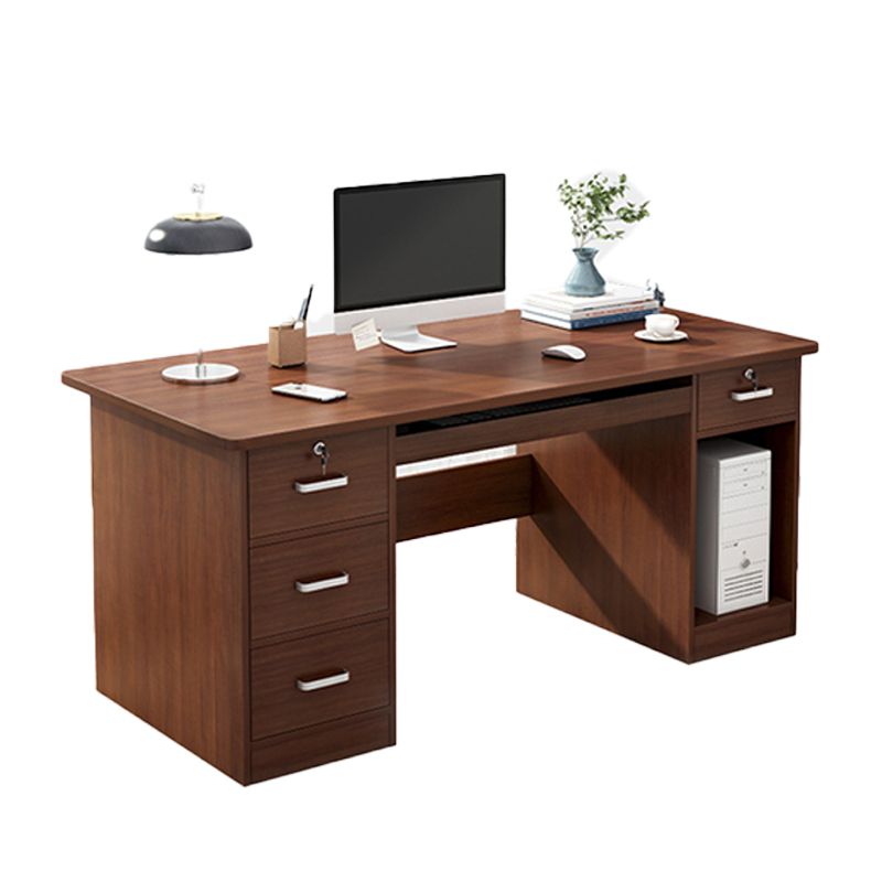 Engineered Wood Writing Desk Modern Executive Desk with Drawers