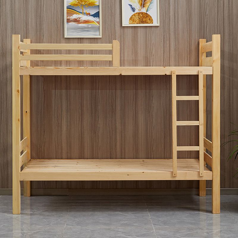 Mid-Century Modern Natural Bunk Bed with Built-In Ladder in Solid Wood