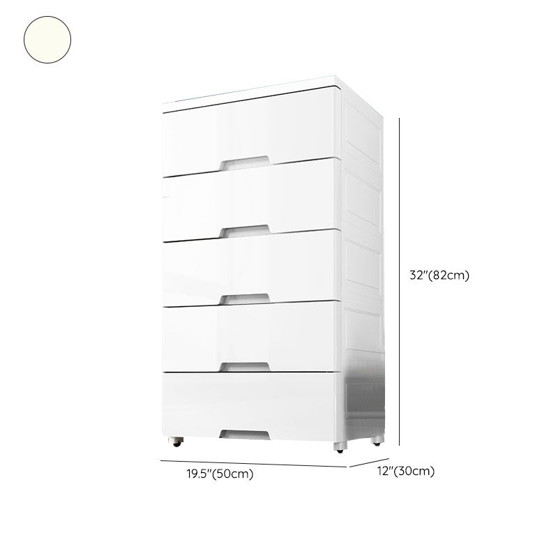 Contemporary Plastic Baby Dresser Vertical Kids Nightstand with Drawers for Bedroom